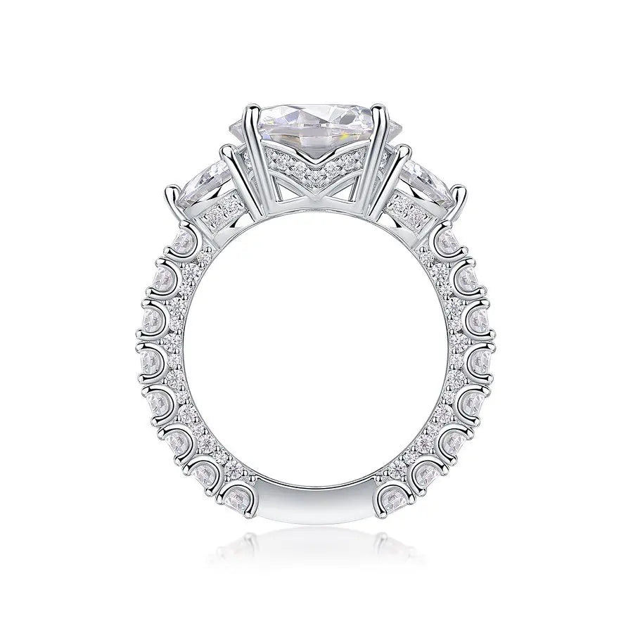 Luxury 5CT Round Cut Moissanite Ring Women S925 Sterling Silver 18K Gold Plated Jewelry