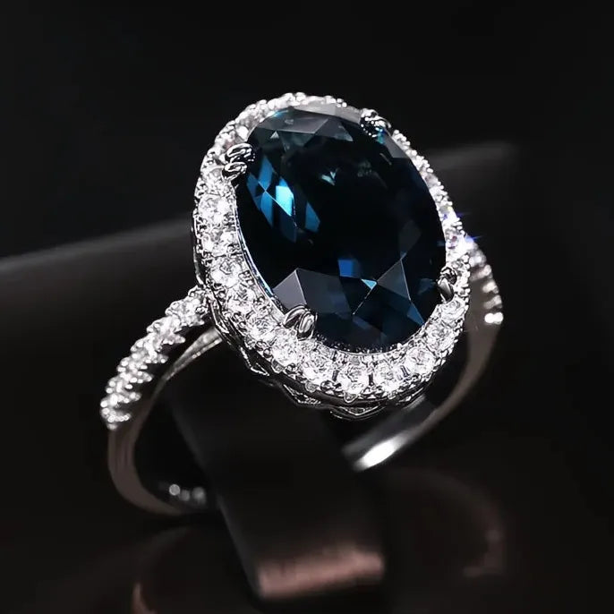 Charming Blue Cubic Zirconia Women’s Wedding Party Bridal Eternity Ring Trendy Jewelry