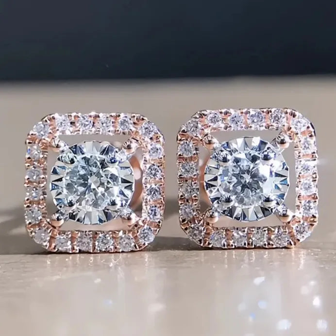 Elegant Women’s Geometric Cubic Zirconia Stud Earrings for Wedding Party