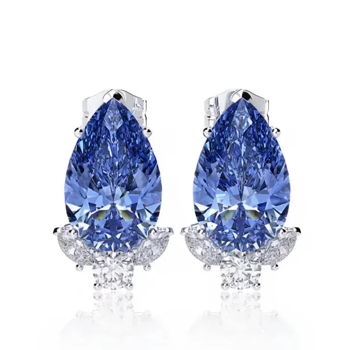 Teardrop Cubic Zirconia Stud Earrings for Women Bridal Wedding Engagement Jewelry Copper Alloy