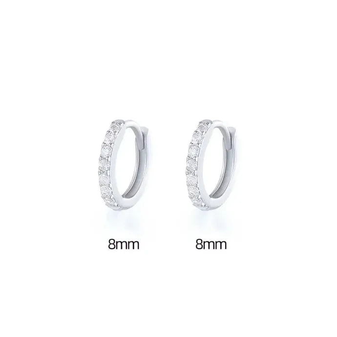 Minimalist Round Copper Hoop Earrings with Cubic Zirconia Geometric Design