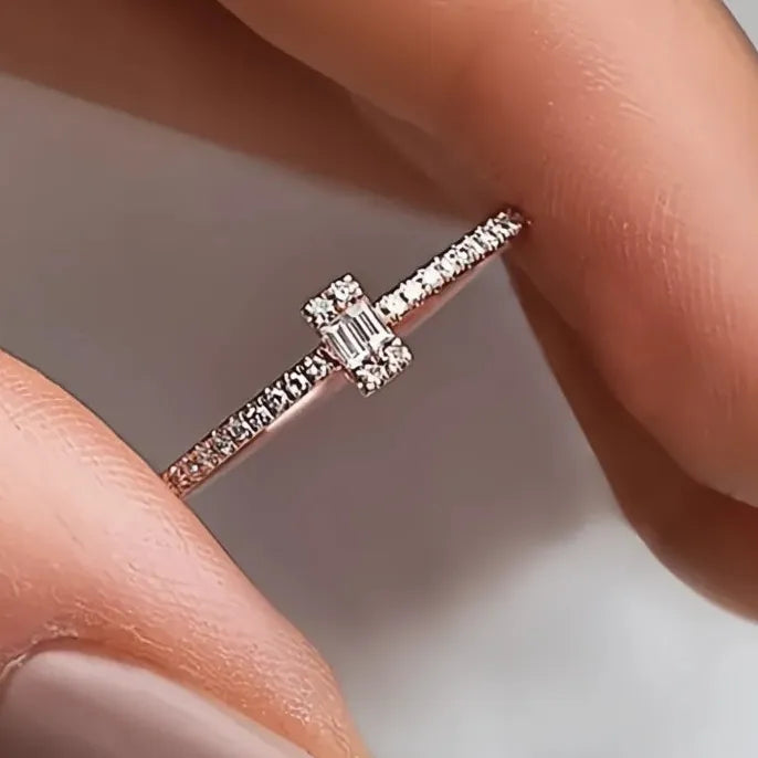 Delicate Girls Finger Rings with Cubic Zirconia CZ Party Daily Wear Fashion Minimalist Jewelry Gift for Women