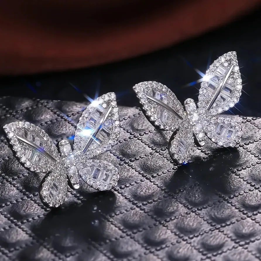 Geometric Cubic Zirconia Stud Earrings for Women Wedding Party Jewelry