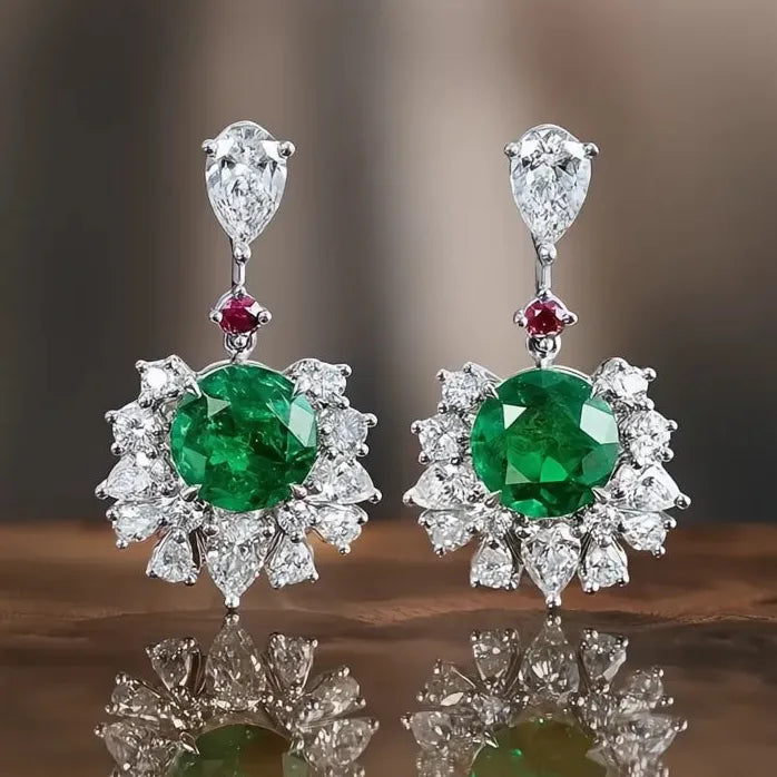Vintage Geometric Copper Alloy Earrings with Cubic Zirconia for Women
