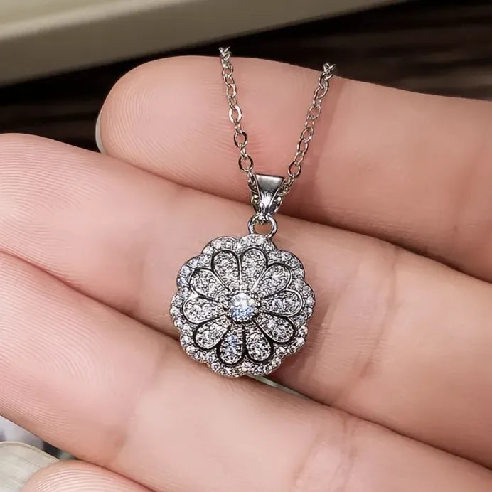 Geometric Flower Wedding Necklace with AAA Cubic Zirconia for Women