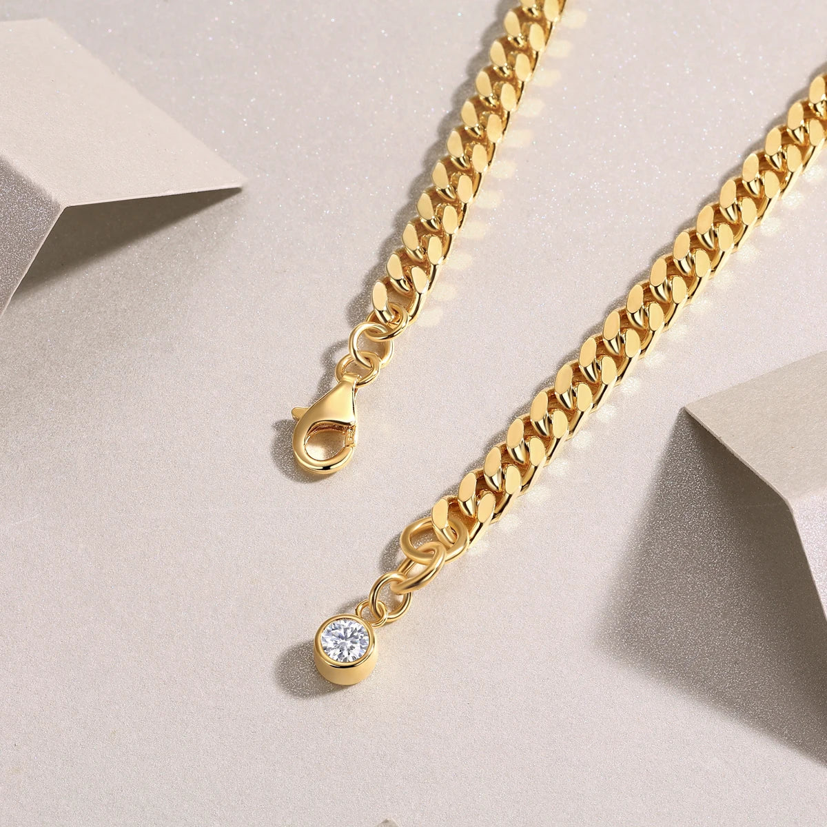 0.3ct Moissanite Cuban Chain Bracelet S925 Silver 18K Gold Plated Men Hip Hop Jewelry