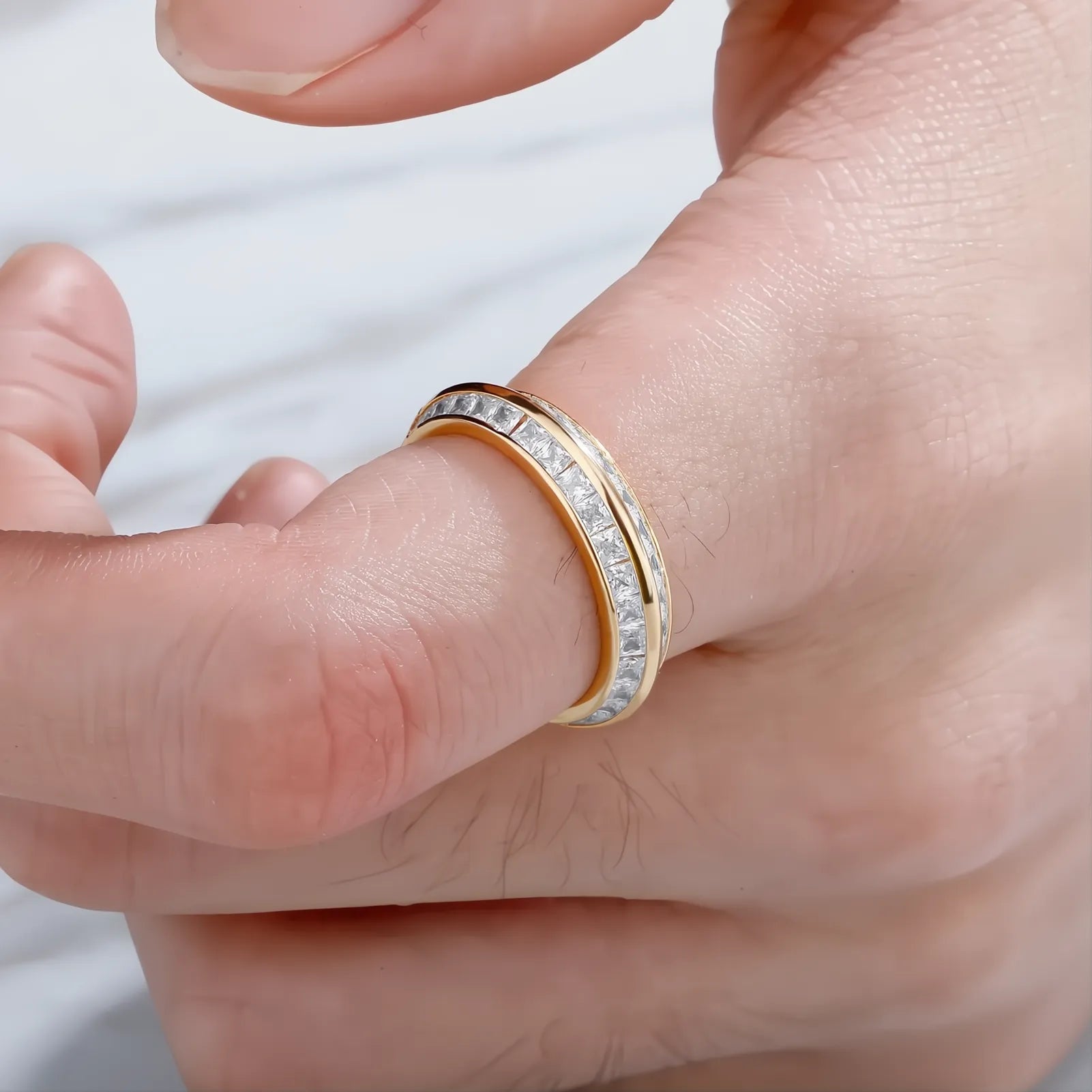 Gold Iced Out Baguette CZ Ring | Hip Hop Punk Bling Ring Unisex Jewelry