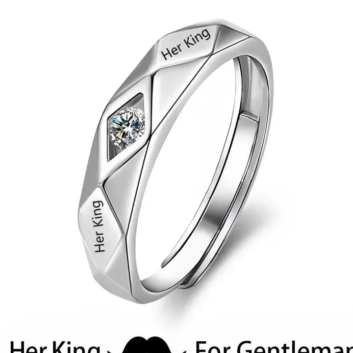 His King Her Queen Cubic Zirconia Romantic Couple Engagement Ring Set