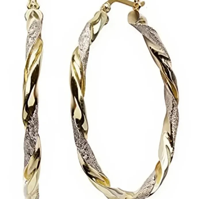 Trendy Women’s Geometric Twist Hoop Earrings Gold Color Stylish Gift