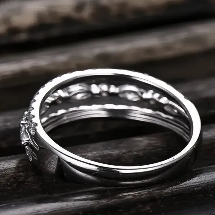 Women’s Geometric Cubic Zirconia Wedding Ring Brass Fashion Jewelry Party Band