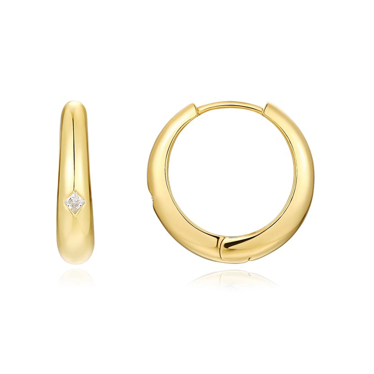Square Moissanite Hoop Earrings Women S925 Silver 18K Gold Plated Hypoallergenic Jewelry