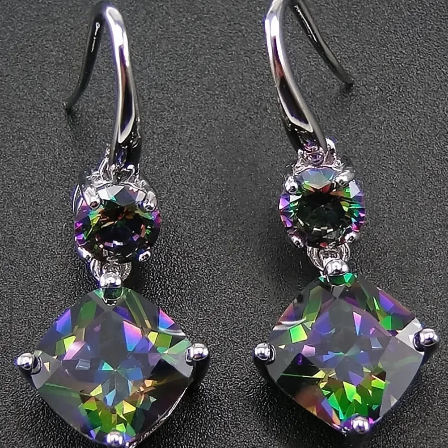Luxury Multicolor Cubic Zirconia Geometric Drop Earrings for Women Gift