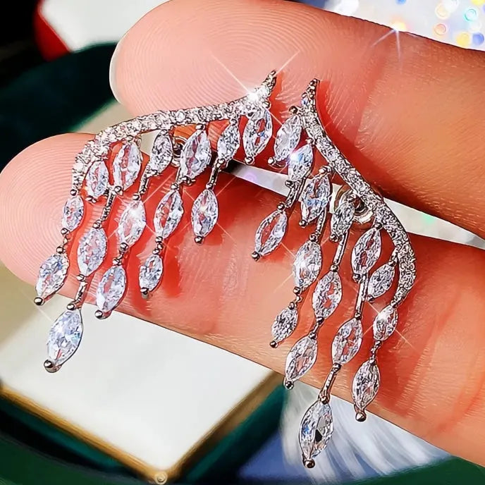 Angel Wing Cubic Zirconia Stud Earrings for Women Wedding Party Fashion Accessories