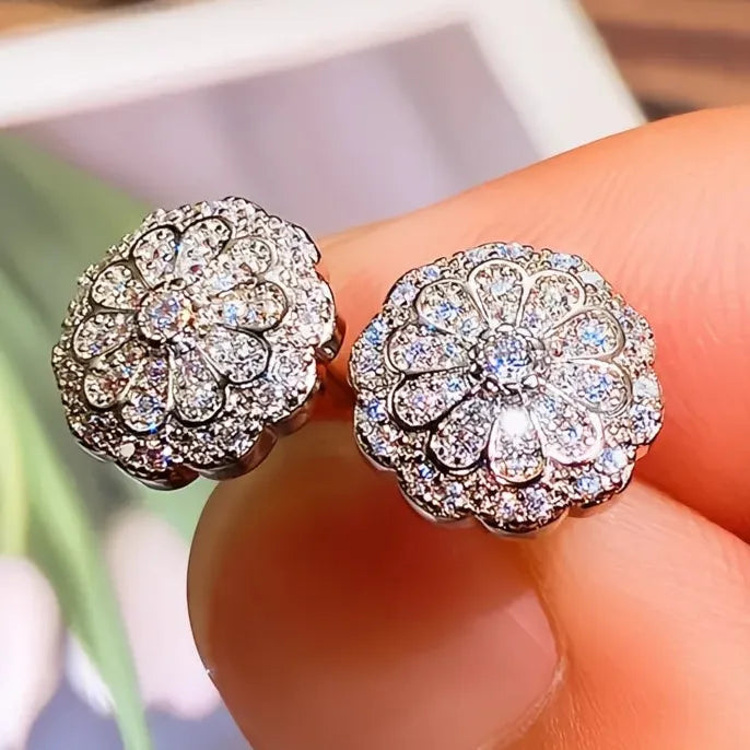 Geometric Cubic Zirconia Stud Earrings for Women Wedding Jewelry