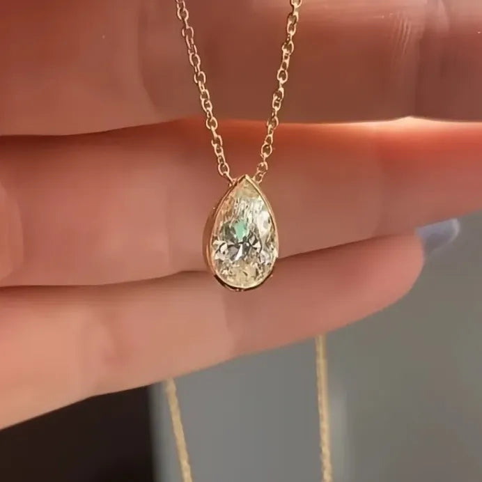 Geometric CZ Pendant Necklace for Women Gold Wedding Jewelry 2021 Trend