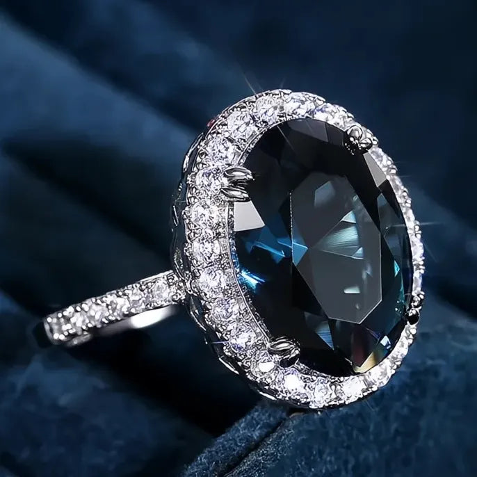 Charming Blue Cubic Zirconia Women’s Wedding Party Bridal Eternity Ring Trendy Jewelry