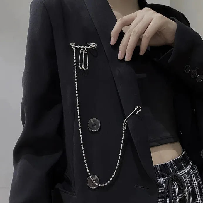 Geometric Zinc Alloy Tassel Brooch Pin Clip Lapel Pin for Men Women