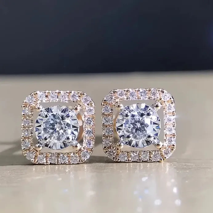 Elegant Women’s Geometric Cubic Zirconia Stud Earrings for Wedding Party