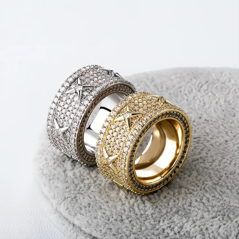 Men’s Luxury Iced Out Ring – White Gold Plated Full Micro Pave CZ Hip Hop Ring