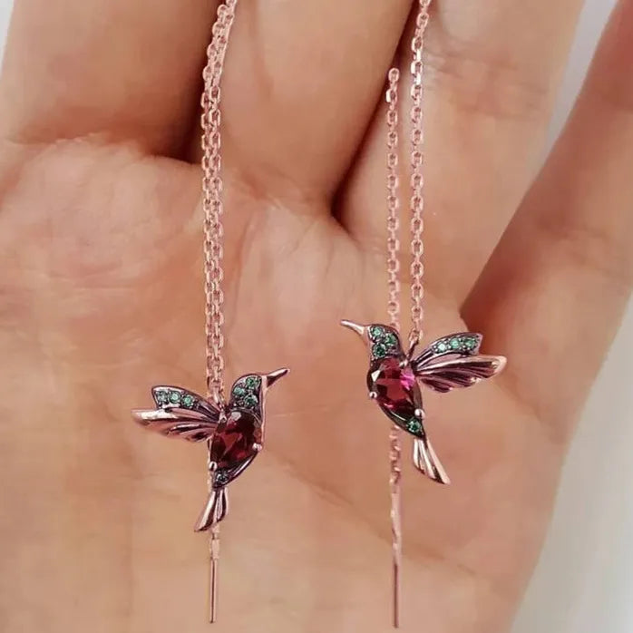 Fashion Little Bird Drop Tassel Earrings for Women Copper Alloy Gift