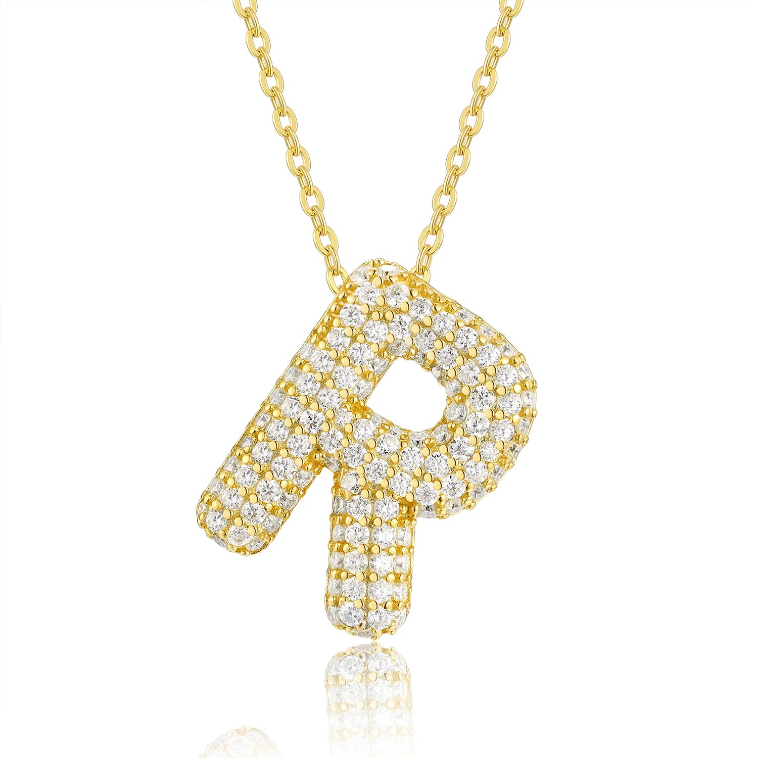 Gold Plated Moissanite Alphabet Pendant Necklace 26 Letters 925 Silver Unisex Jewelry