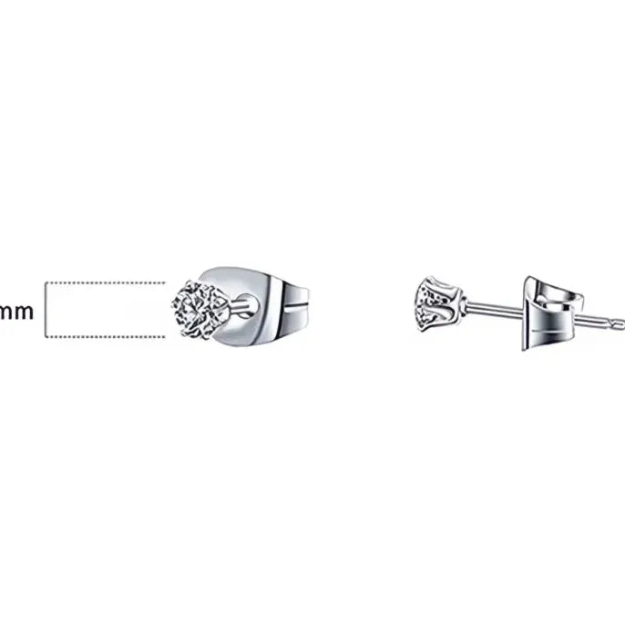 Minimalist Silver Geometric Cubic Zirconia Stud Earrings 6 Claws Unisex