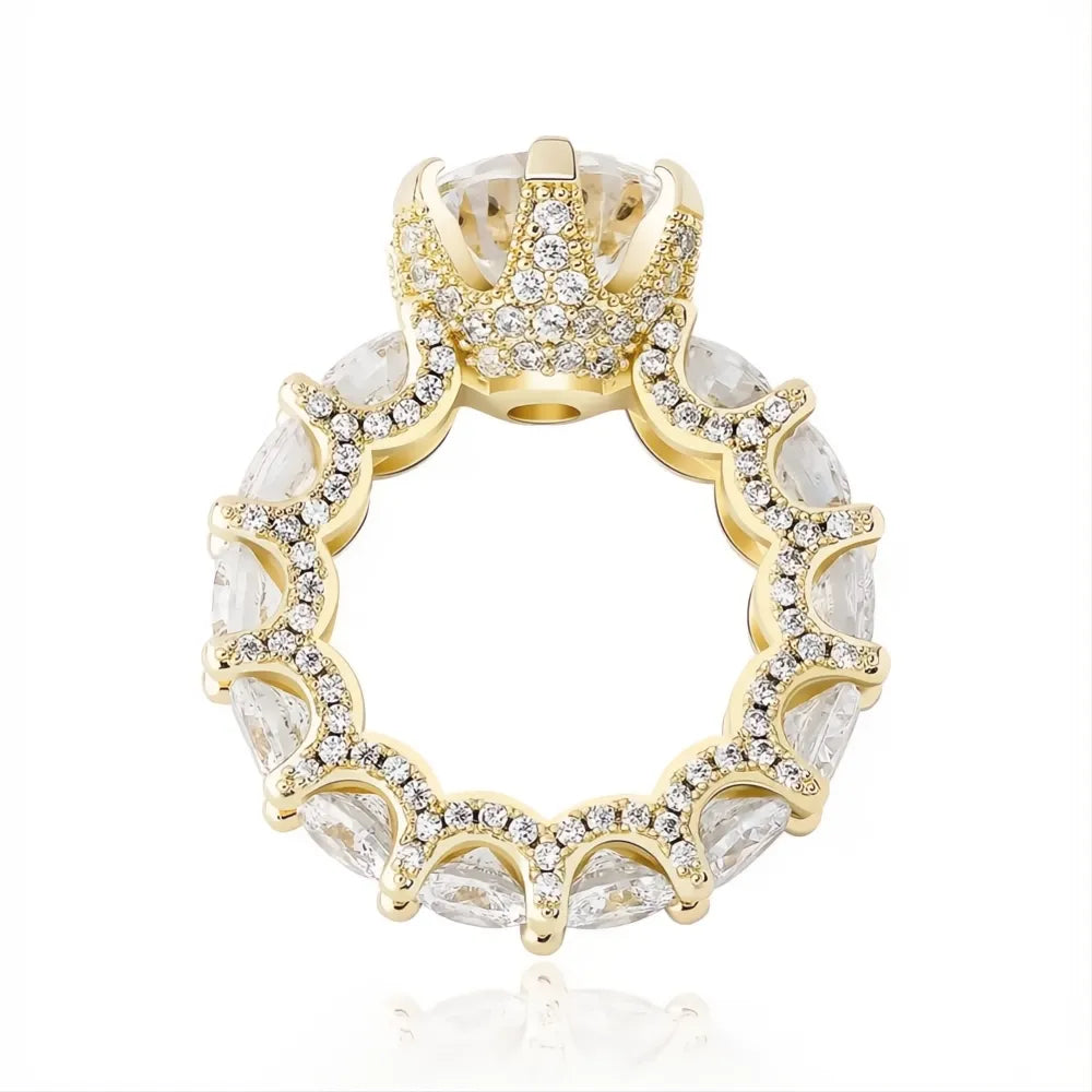 Gold Color Iced Out CZ Ring | AAA+ Zircon Fashion Gift Ring for Women