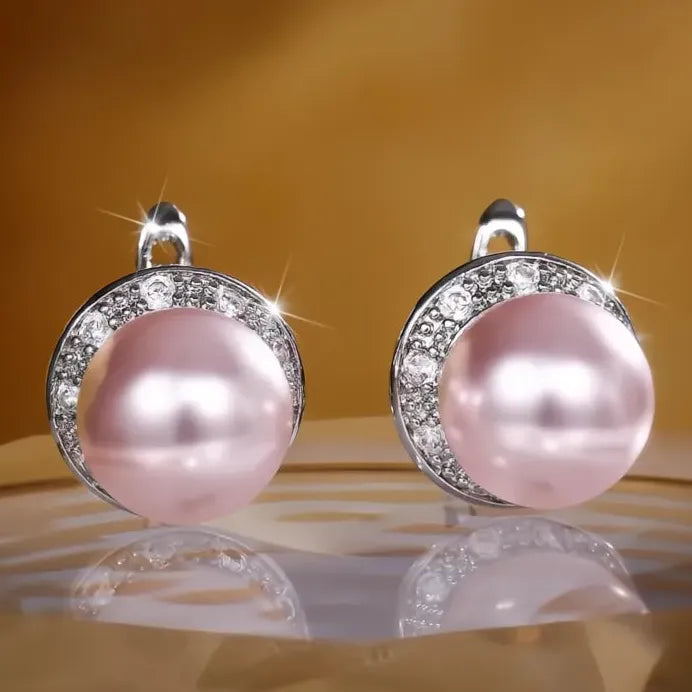 Elegant Simulated Pearl Stud Earrings for Women White Pink Bridal Jewelry