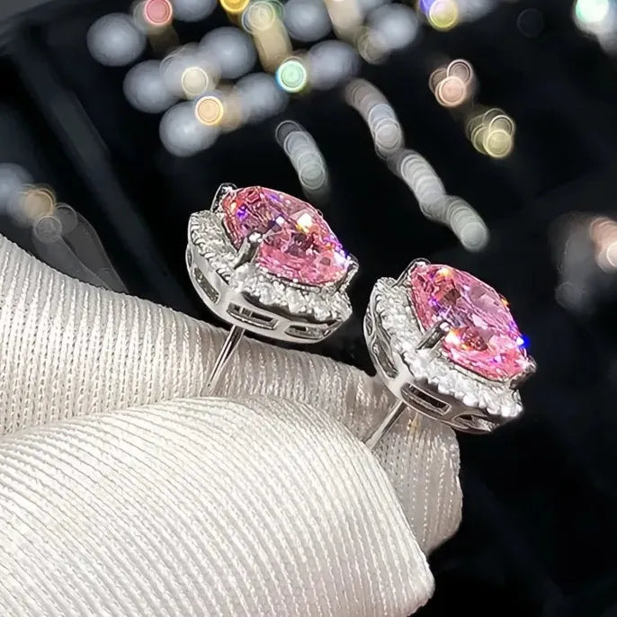 Geometric Cubic Zirconia Stud Earrings Copper Alloy Wedding Engagement Jewelry