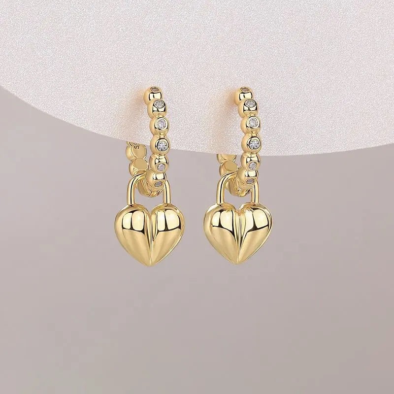 Heart-Shaped Moissanite Stud Earrings for Women 925 Sterling Silver Gold Plated Jewelry