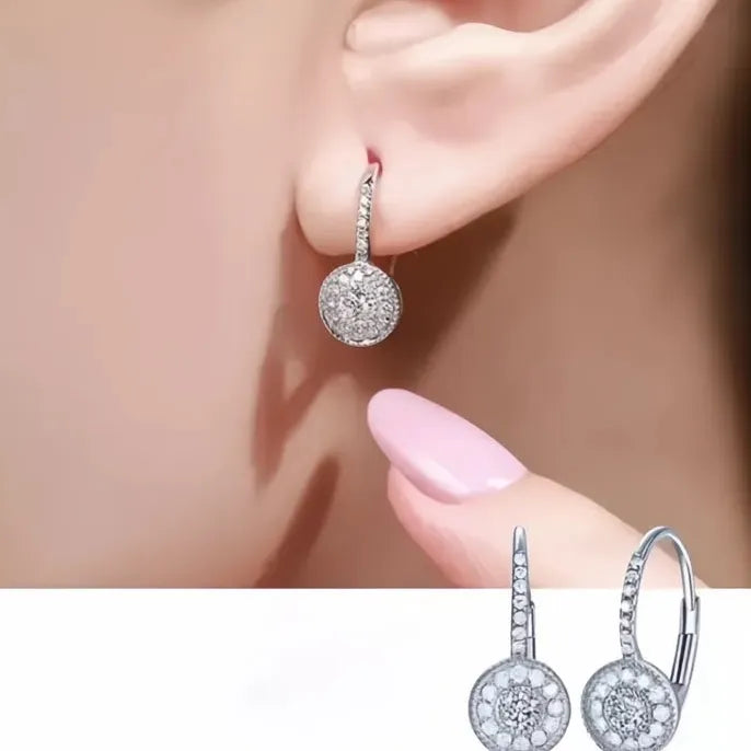 Fashion Luxury Silver Color Cubic Zirconia Drop Hoop Earrings for Women Statement Jewelry