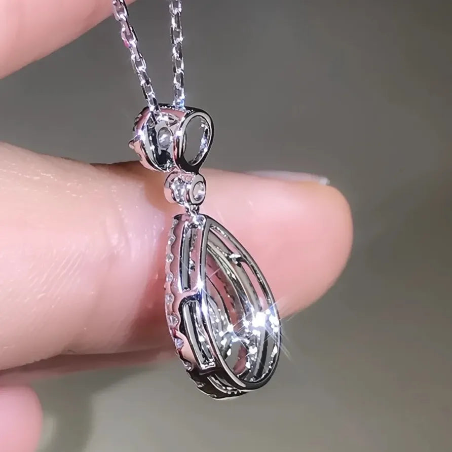 Silver Cubic Zirconia Wedding Necklace for Women – Luxury Statement Jewelry