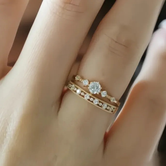 Delicate Thin Wedding Eternity Ring for Women Brass CZ Silver Gold Color Jewelry