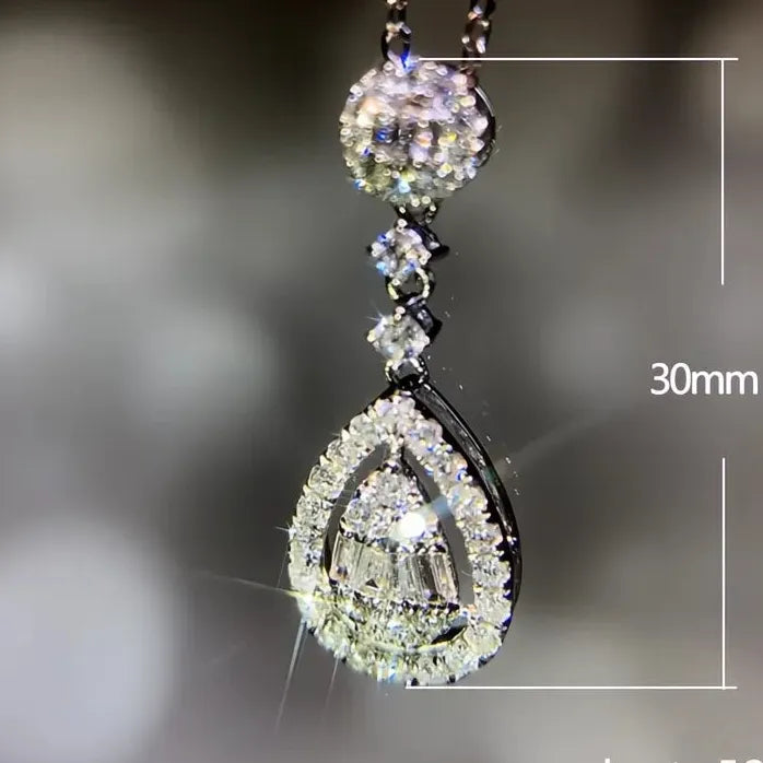 Copper CZ Wedding Pendant Necklace for Women Bridal Jewelry Sweet Style