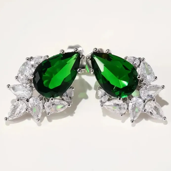 Geometric Cubic Zirconia Stud Earrings for Women Wedding Party Jewelry
