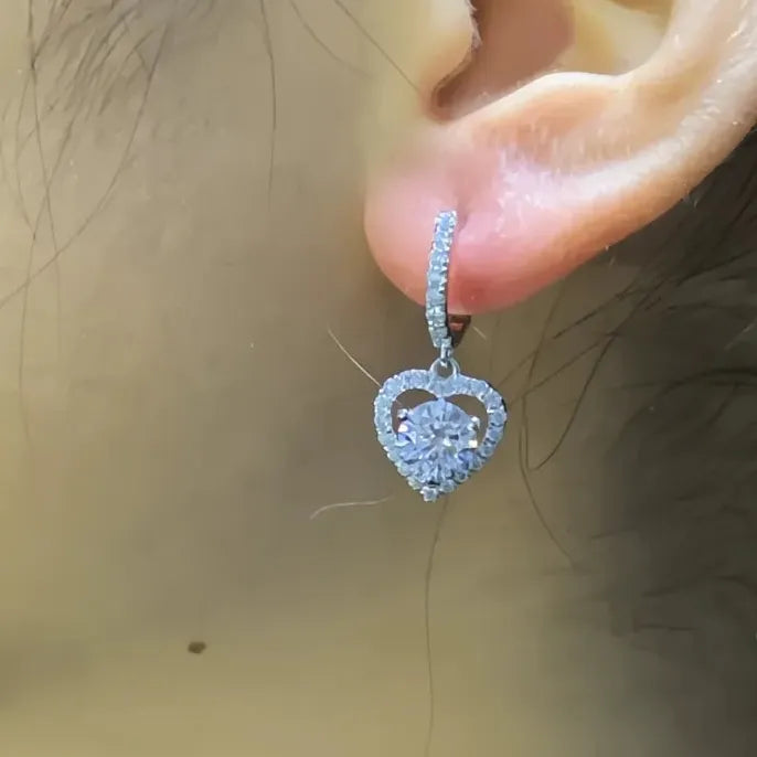 Heart Drop Copper Alloy Earrings with AAA Cubic Zirconia for Women