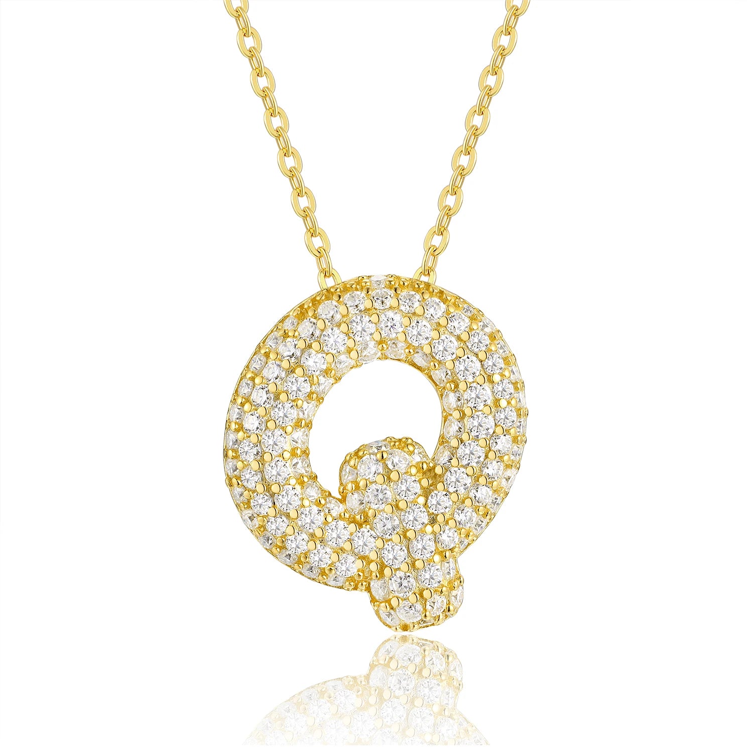 Gold Plated Moissanite Alphabet Pendant Necklace 26 Letters 925 Silver Unisex Jewelry