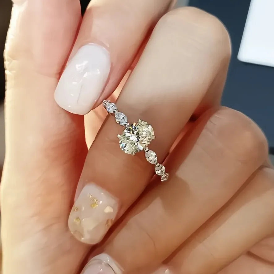 Dainty Women Engagement Ring AAA Cubic Zirconia Silver Color Delicate Proposal Wedding Jewelry