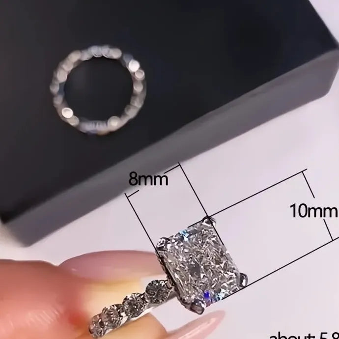 Creative Double Stackable Square Cubic Zirconia Brass Wedding Rings 2021