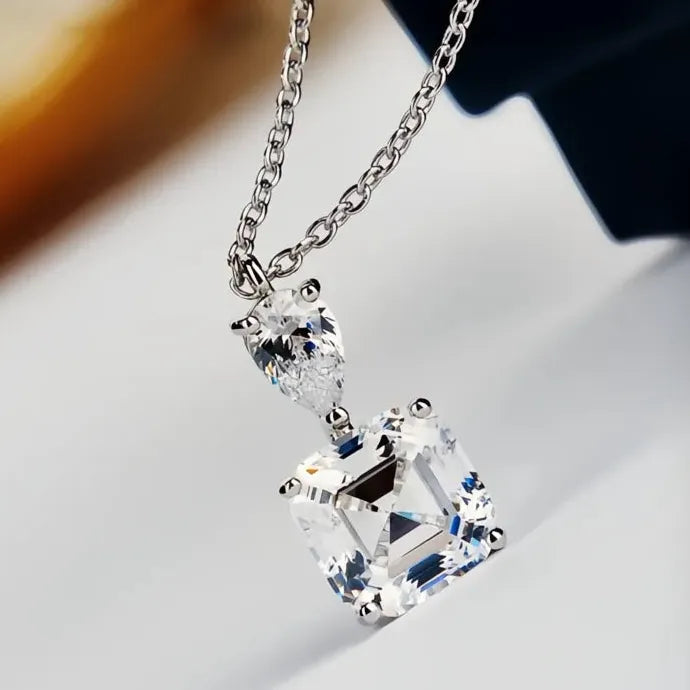 Women Geometric Pendant Necklace Copper Alloy CZ Yellow Pink White Green