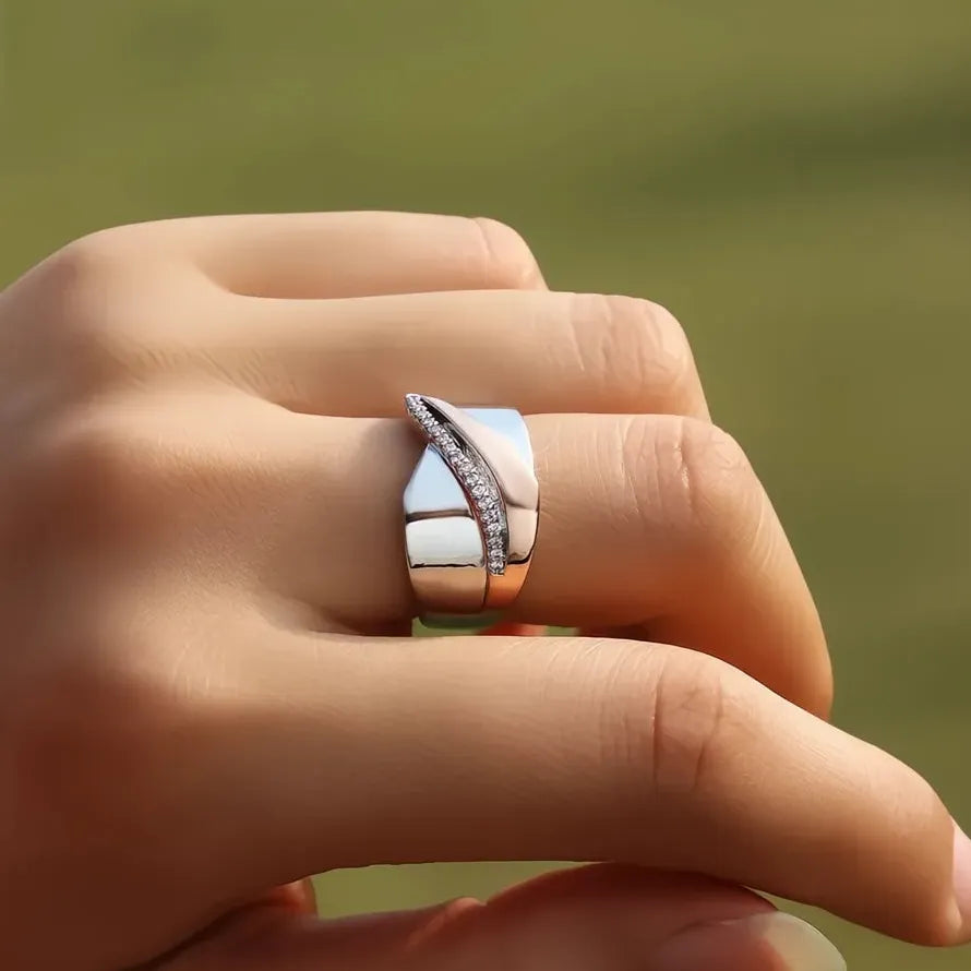 Geometric Zircon Stone Women’s Ring Brass Fashion Jewelry Party Office