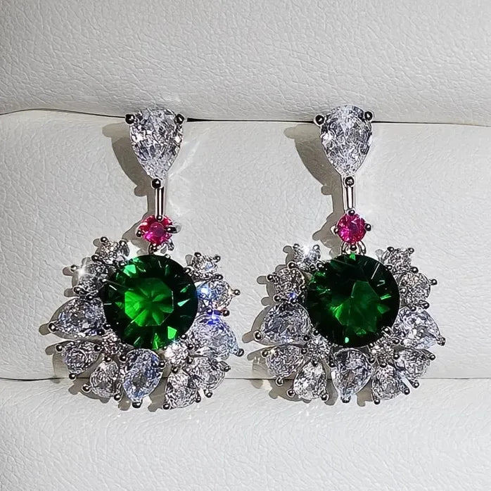 Vintage Geometric Copper Alloy Earrings with Cubic Zirconia for Women