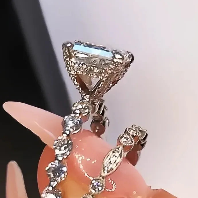 Creative Double Stackable Square Cubic Zirconia Brass Wedding Rings 2021