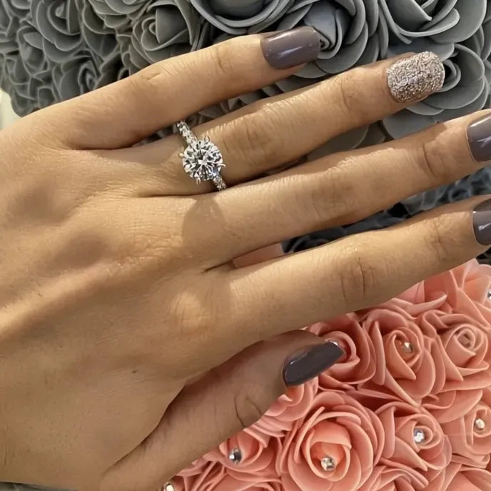 Trendy Women’s 2pcs Bridal Set Rings Cubic Zirconia Silver Brass Wedding Engagement Jewelry