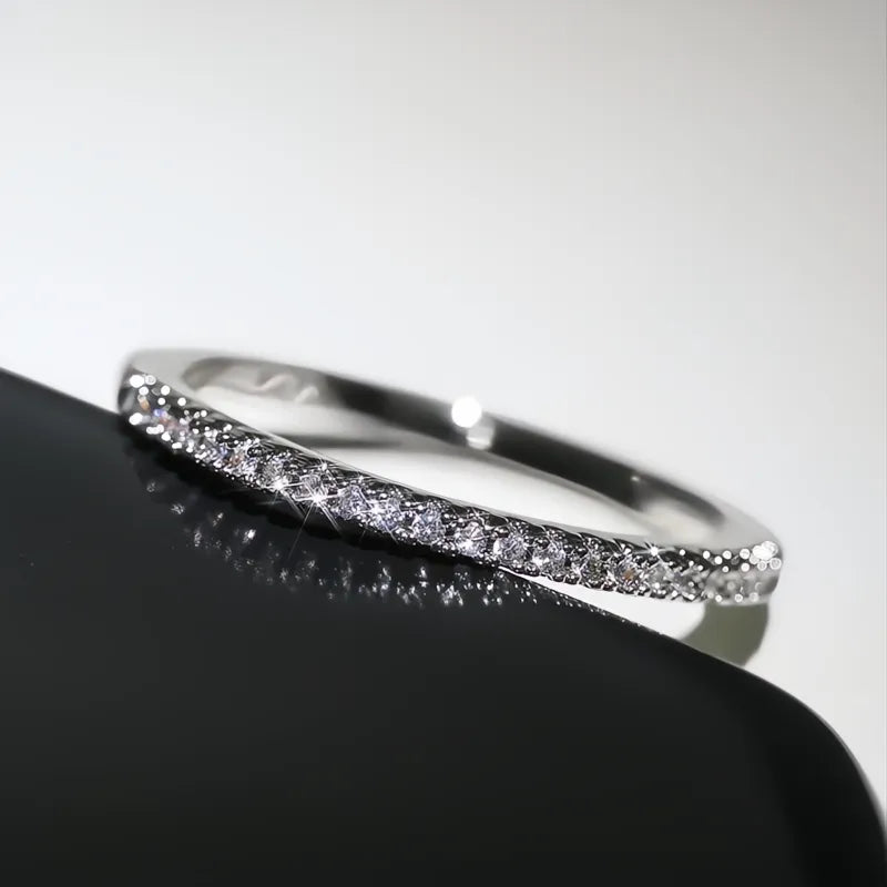Minimalist Thin Cubic Zirconia Rings for Women Wedding Band Fashion Jewelry