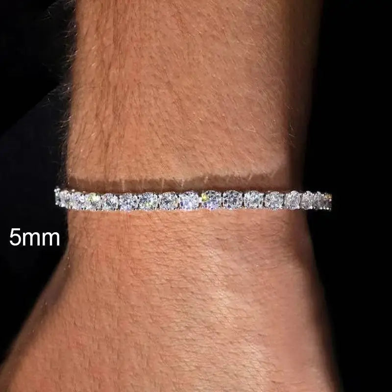 Moissanite Tennis Bracelet S925 Silver D Color VVS1 18K Gold Plated Unisex Jewelry