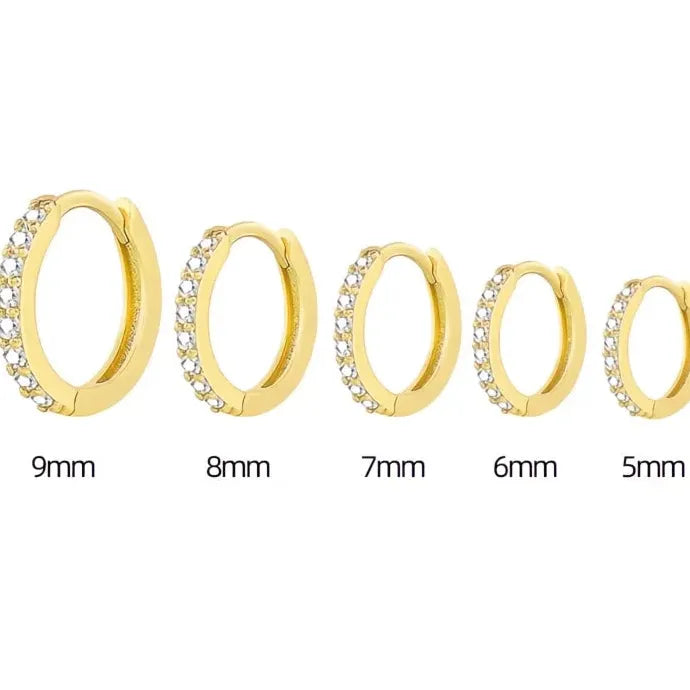 Minimalist Round Copper Hoop Earrings with Cubic Zirconia Geometric Design