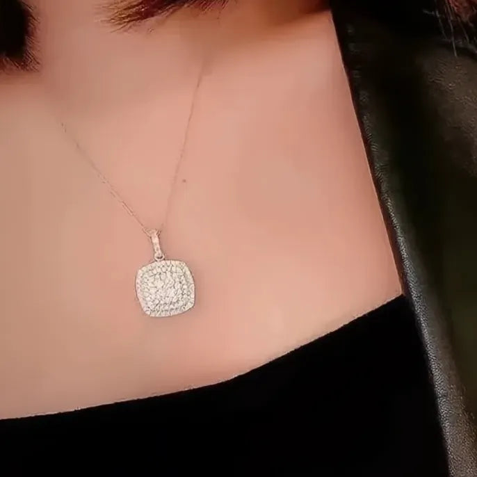 Iced Out Cubic Zirconia Copper Pendant Necklace for Women Wedding Bling