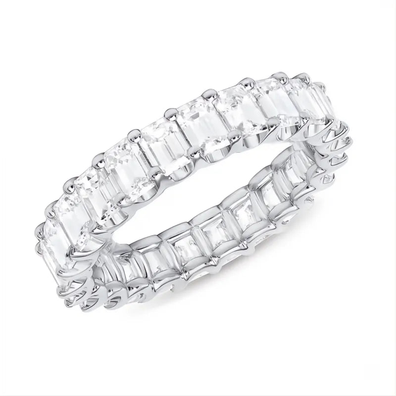 Luxury Micro Paved Square Cubic Zirconia Promise Ring for Women Engagement Wedding Jewelry