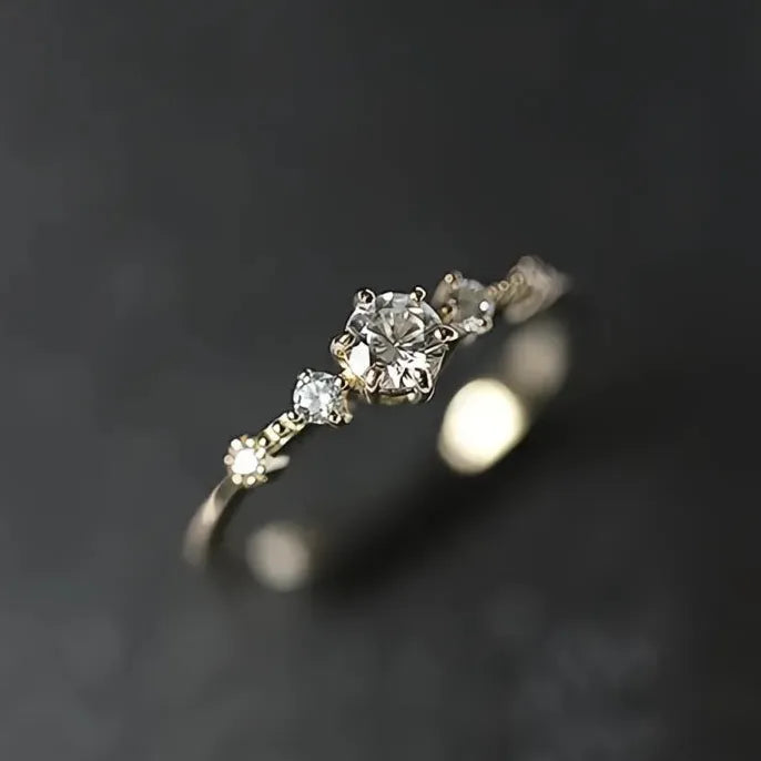 Delicate Thin Wedding Eternity Ring for Women Brass CZ Silver Gold Color Jewelry